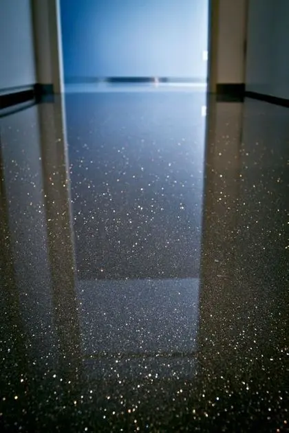 Piso epóxico efecto galaxia de alto brillo